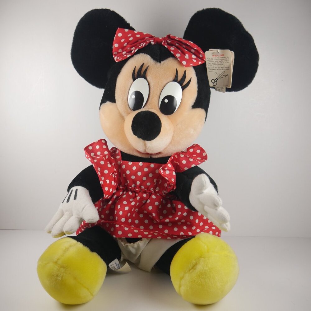 Vintage Disney Original Minnie Mouse Plush 16" Stuffed Animal Toy Walt Disney